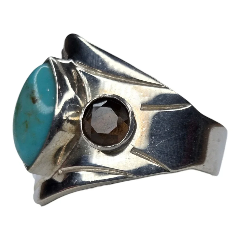 Desert Rose Trading Ring Sterling Silver Size 6.75 Turquoise Multi Gemstone Band